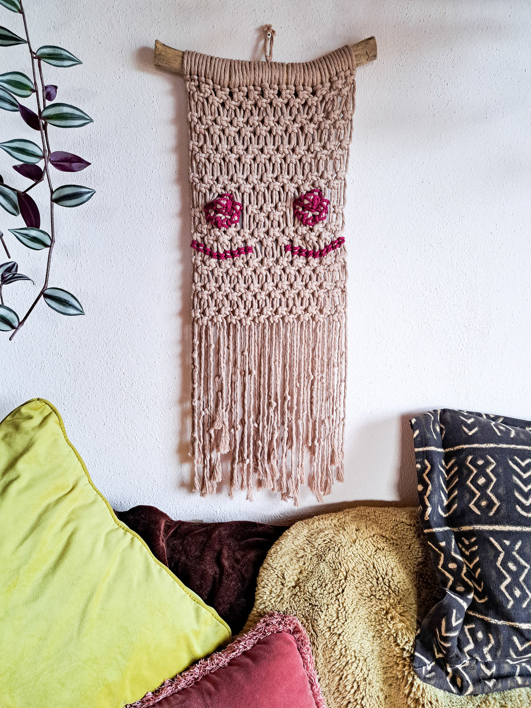 Macramé Boobie Wall Decor | Nude + Magenta
